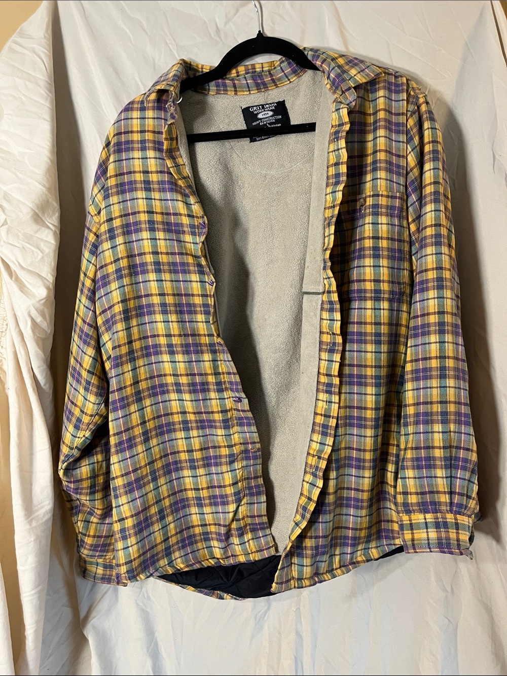 Yellow Plaid Fleece-Lined Jacket - Unbranded